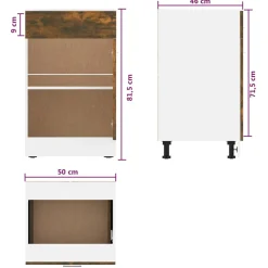 vidaXL Onderkast met lade Lyon 50x46x81,5 cm bewerkt hout gerookt eiken