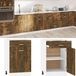 vidaXL Onderkast met lade Lyon 50x46x81,5 cm bewerkt hout gerookt eiken