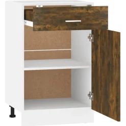 vidaXL Onderkast met lade Lyon 50x46x81,5 cm bewerkt hout gerookt eiken