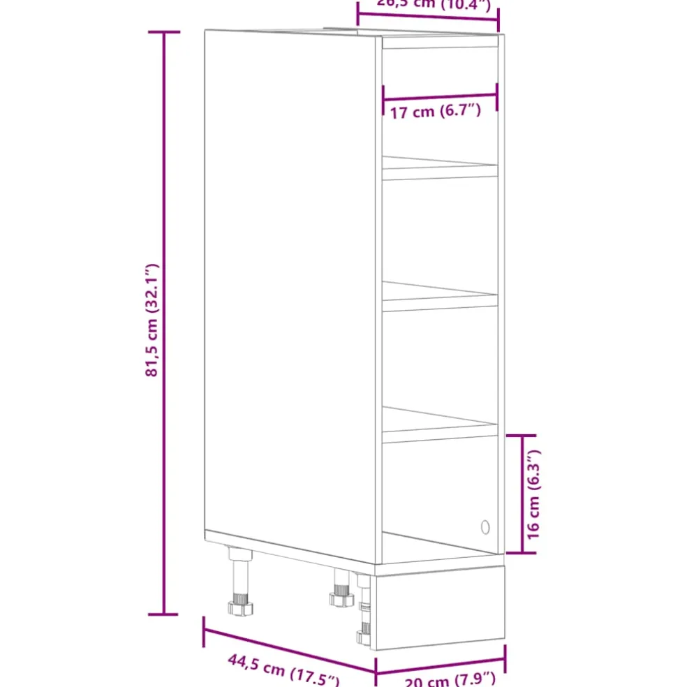 vidaXL Onderkast 20x44,5x81,5 cm bewerkt hout sonoma eikenkleurig