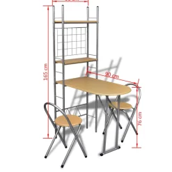 vidaXL Ontbijttafelset met twee stoelen (inklapbaar)