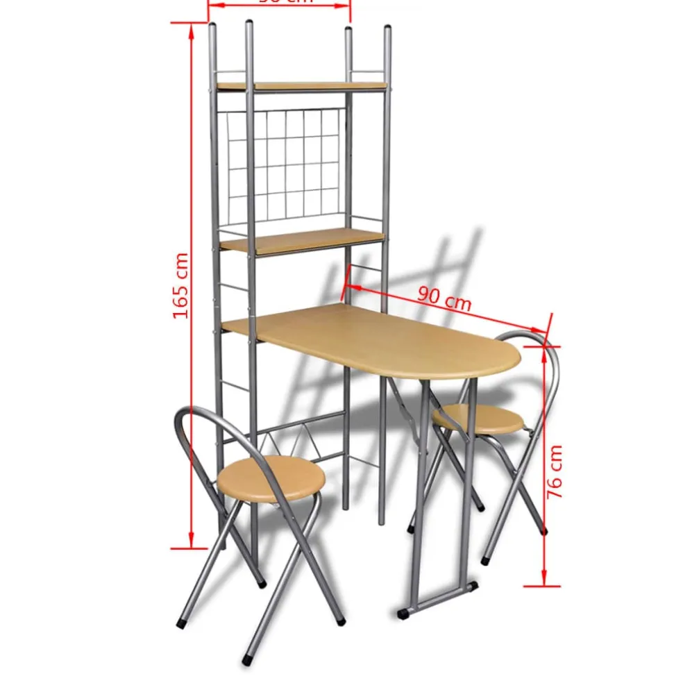 vidaXL Ontbijttafelset met twee stoelen (inklapbaar)