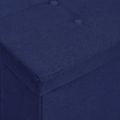vidaXL Opbergbank inklapbaar kunstlinnen blauw