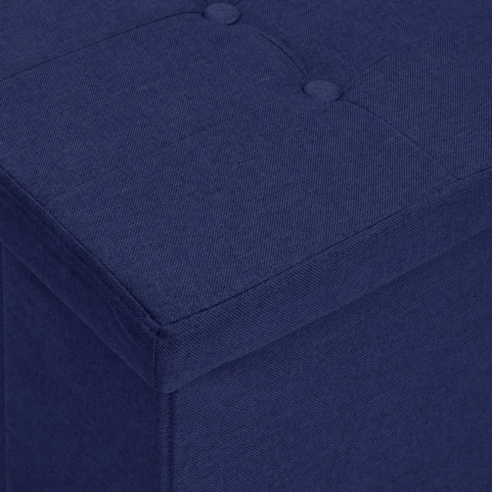 vidaXL Opbergbank inklapbaar kunstlinnen blauw