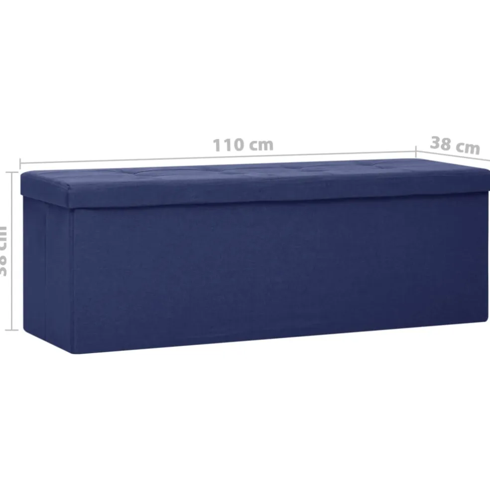 vidaXL Opbergbank inklapbaar kunstlinnen blauw