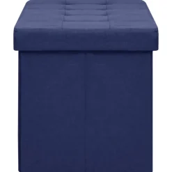 vidaXL Opbergbank inklapbaar kunstlinnen blauw