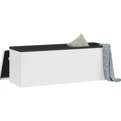 vidaXL Opbergbank inklapbaar PVC wit