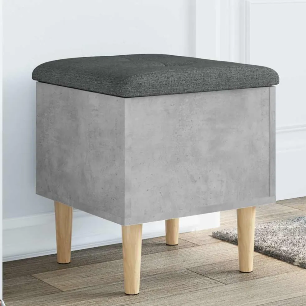 vidaXL Opbergbankje 42x42x46 cm bewerkt hout betongrijs