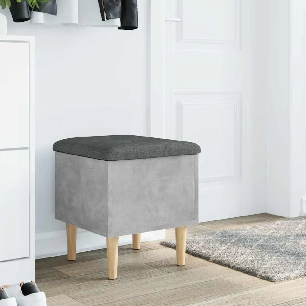 vidaXL Opbergbankje 42x42x46 cm bewerkt hout betongrijs