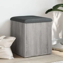 vidaXL Opbergbankje 42x42x45 cm bewerkt hout grijs sonoma eikenkleurig