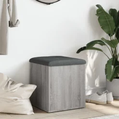 vidaXL Opbergbankje 42x42x45 cm bewerkt hout grijs sonoma eikenkleurig