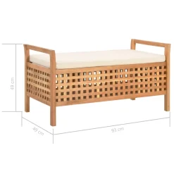 vidaXL Opbergbankje 93x49x49 cm massief walnotenhout