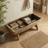 vidaXL Opbergbankje 103x51x44 cm massief hout en stof