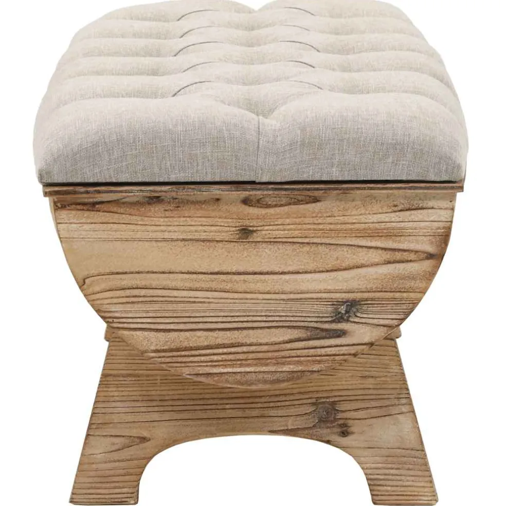 vidaXL Opbergbankje 103x51x44 cm massief hout en stof
