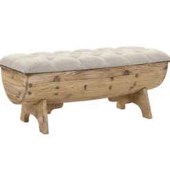 vidaXL Opbergbankje 103x51x44 cm massief hout en stof
