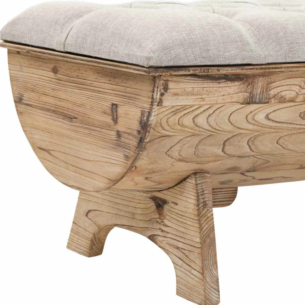 vidaXL Opbergbankje 103x51x44 cm massief hout en stof