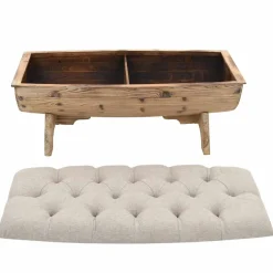 vidaXL Opbergbankje 103x51x44 cm massief hout en stof