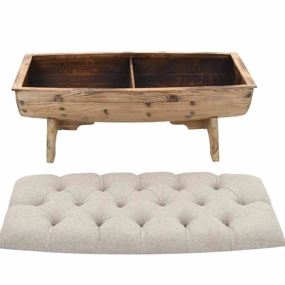 vidaXL Opbergbankje 103x51x44 cm massief hout en stof