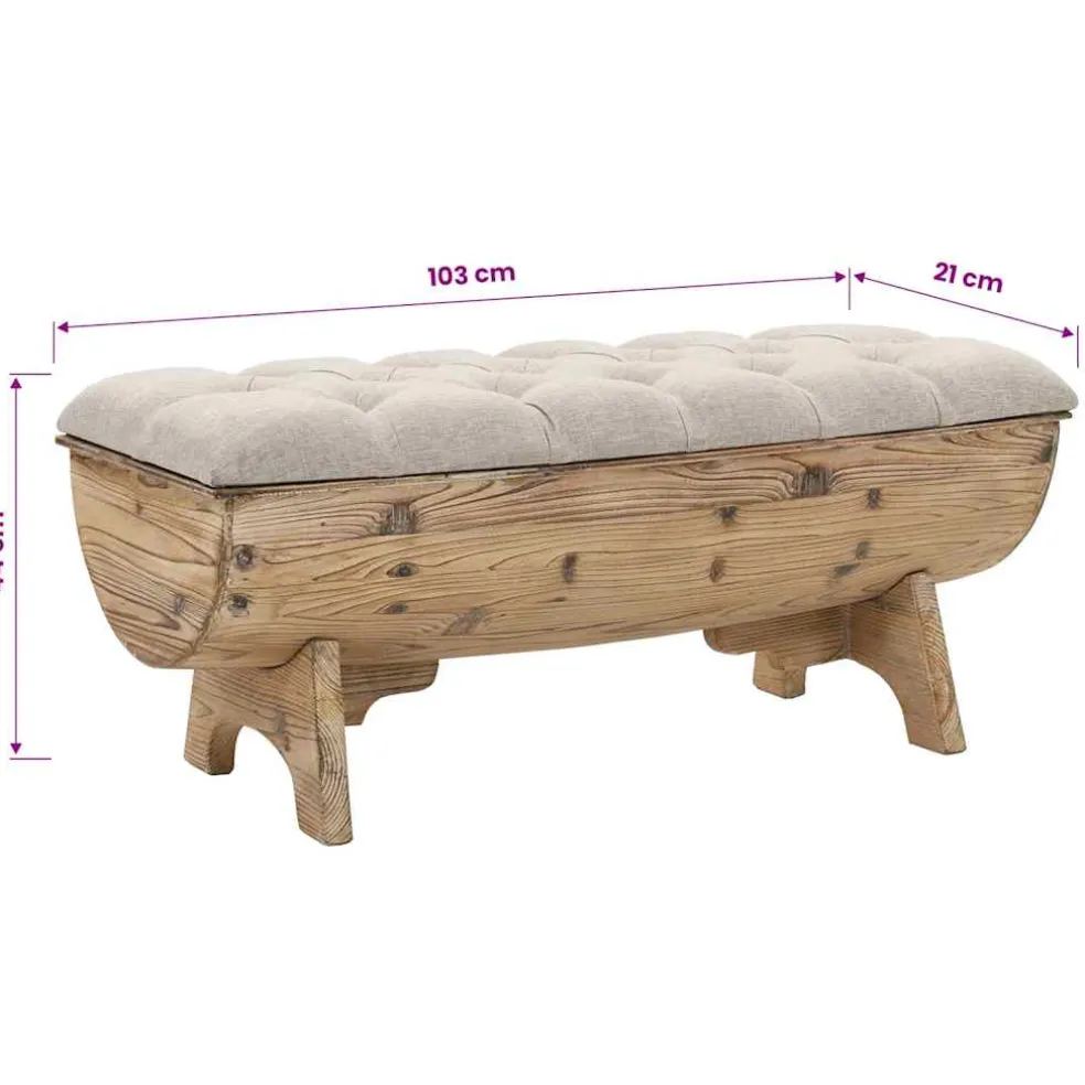 vidaXL Opbergbankje 103x51x44 cm massief hout en stof
