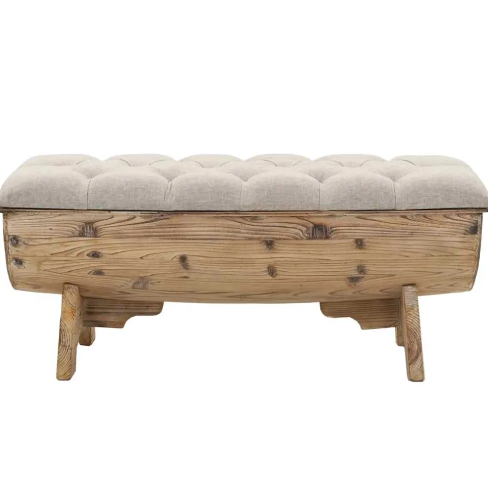vidaXL Opbergbankje 103x51x44 cm massief hout en stof