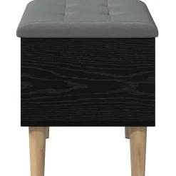 vidaXL Opbergbank met kussen Zwart eiken 62 x 42 x 46 cm Bewerkt hout
