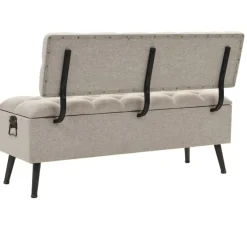 vidaXL Opbergbank met rugleuning 110 cm stof crèmekleurig