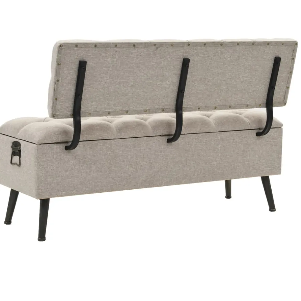 vidaXL Opbergbank met rugleuning 110 cm stof crèmekleurig