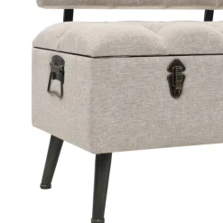 vidaXL Opbergbank met rugleuning 110 cm stof crèmekleurig
