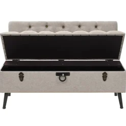 vidaXL Opbergbank met rugleuning 110 cm stof crèmekleurig
