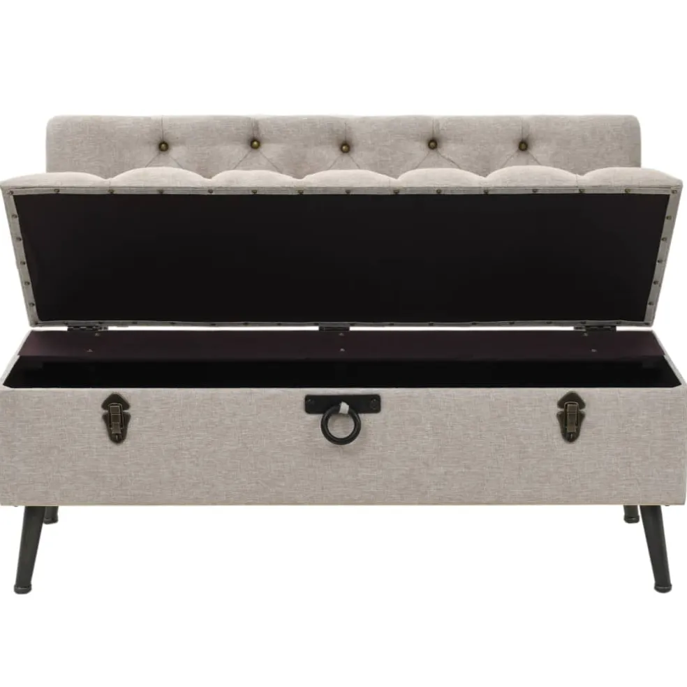 vidaXL Opbergbank met rugleuning 110 cm stof crèmekleurig