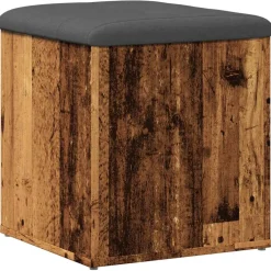 vidaXL Opbergbank 42x42x45 cm bewerkt hout oud houtkleurig
