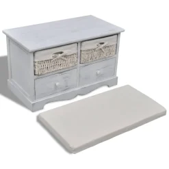 vidaXL Opbergbank 62x33x42 cm paulowniahout wit