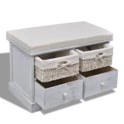 vidaXL Opbergbank 62x33x42 cm paulowniahout wit