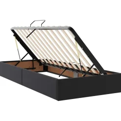 vidaXL Opbergbed met LED met hoofdeinde Zwart 90 x 190 cm Nep Leer