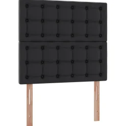 vidaXL Opbergbed met LED met hoofdeinde Zwart 90 x 190 cm Nep Leer