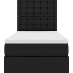 vidaXL Opbergbed met LED met hoofdeinde Zwart 90 x 190 cm Nep Leer