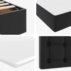 vidaXL Opbergbed met LED met hoofdeinde Zwart 90 x 190 cm Nep Leer