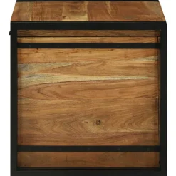 vidaXL Opbergbox Bruin en zwart 50 x 50 x 50 cm Massief Acaciahout