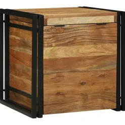 vidaXL Opbergbox Bruin en zwart 50 x 50 x 50 cm Massief Acaciahout