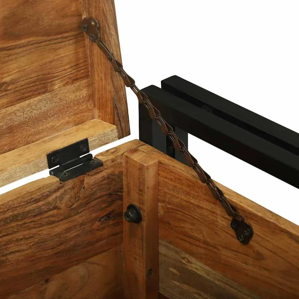 vidaXL Opbergbox Bruin en zwart 50 x 50 x 50 cm Massief Acaciahout