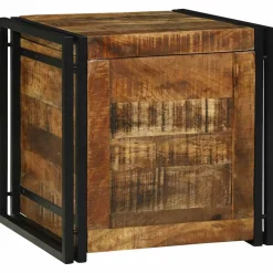 vidaXL Opbergbox Bruin en zwart 50 x 50 x 50 cm Ruw Mango Hout