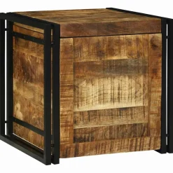 vidaXL Opbergbox Bruin en zwart 50 x 50 x 50 cm Ruw Mango Hout
