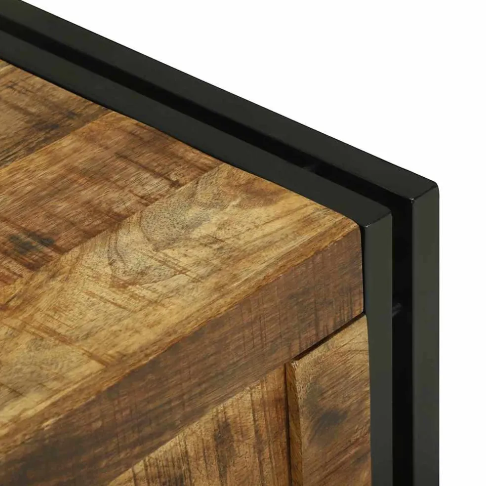 vidaXL Opbergbox Bruin en zwart 50 x 50 x 50 cm Ruw Mango Hout