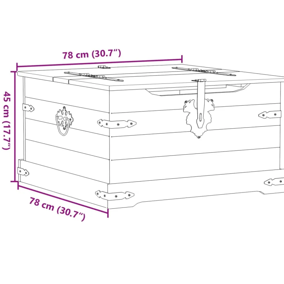 vidaXL Opbergbox Corona 78x78x45 cm massief grenenhout
