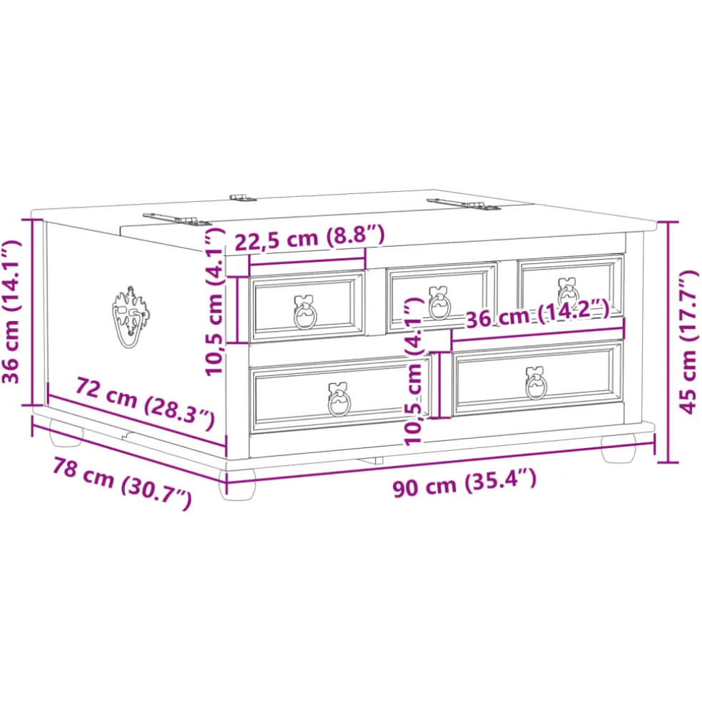 vidaXL Opbergbox Corona 90x78x45 cm massief grenenhout