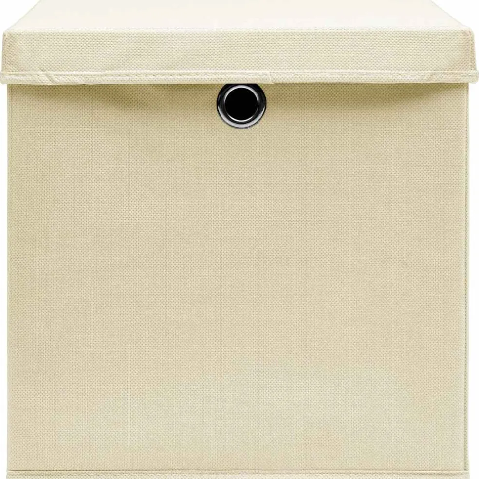 vidaXL Opbergboxen met deksel 4 st 32x32x32 cm stof crèmekleurig