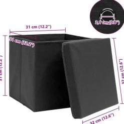 vidaXL Opbergboxen met deksel 4 st 32x32x32 cm stof zwart