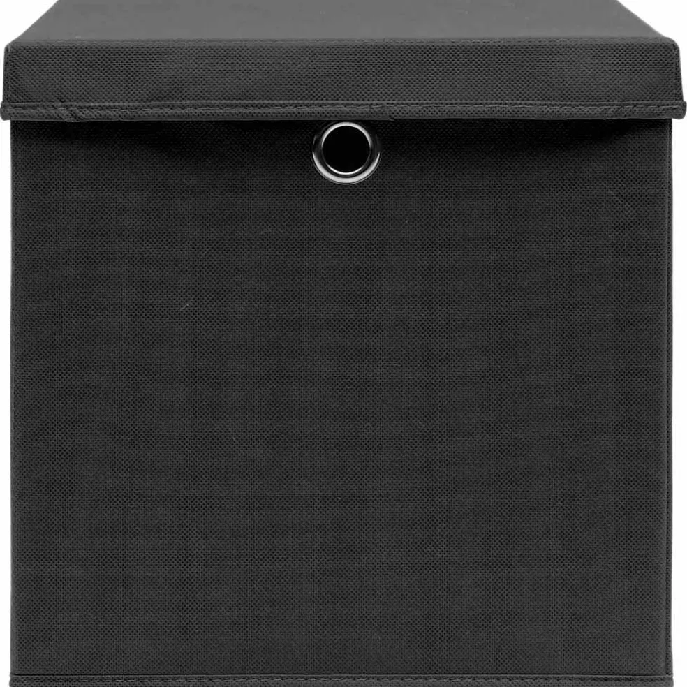 vidaXL Opbergboxen met deksel 4 st 32x32x32 cm stof zwart