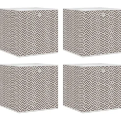vidaXL Opbergboxen 4 st inklapbaar 32x32x32 cm ongeweven stof bruin