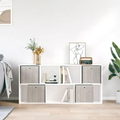 vidaXL Opbergboxen 4 st inklapbaar 32x32x32 cm ongeweven stof bruin